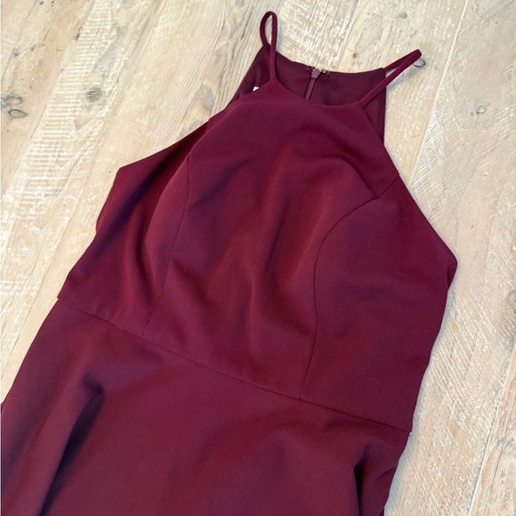 David’s Bridal Burgundy Wine High Low Dress Pockets sz 12 - Picture 2 of 7